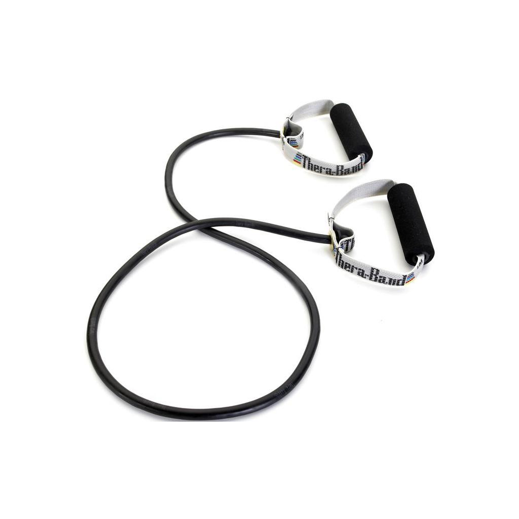 Theraband Tubing ar rokturiem 1,4 m pretestības gumijas lente, melna. Preces kods: 21262 Theraband Tubing ar rokturiem 1,4 m pretestības gumijas lente, melna. Preces kods: 21262