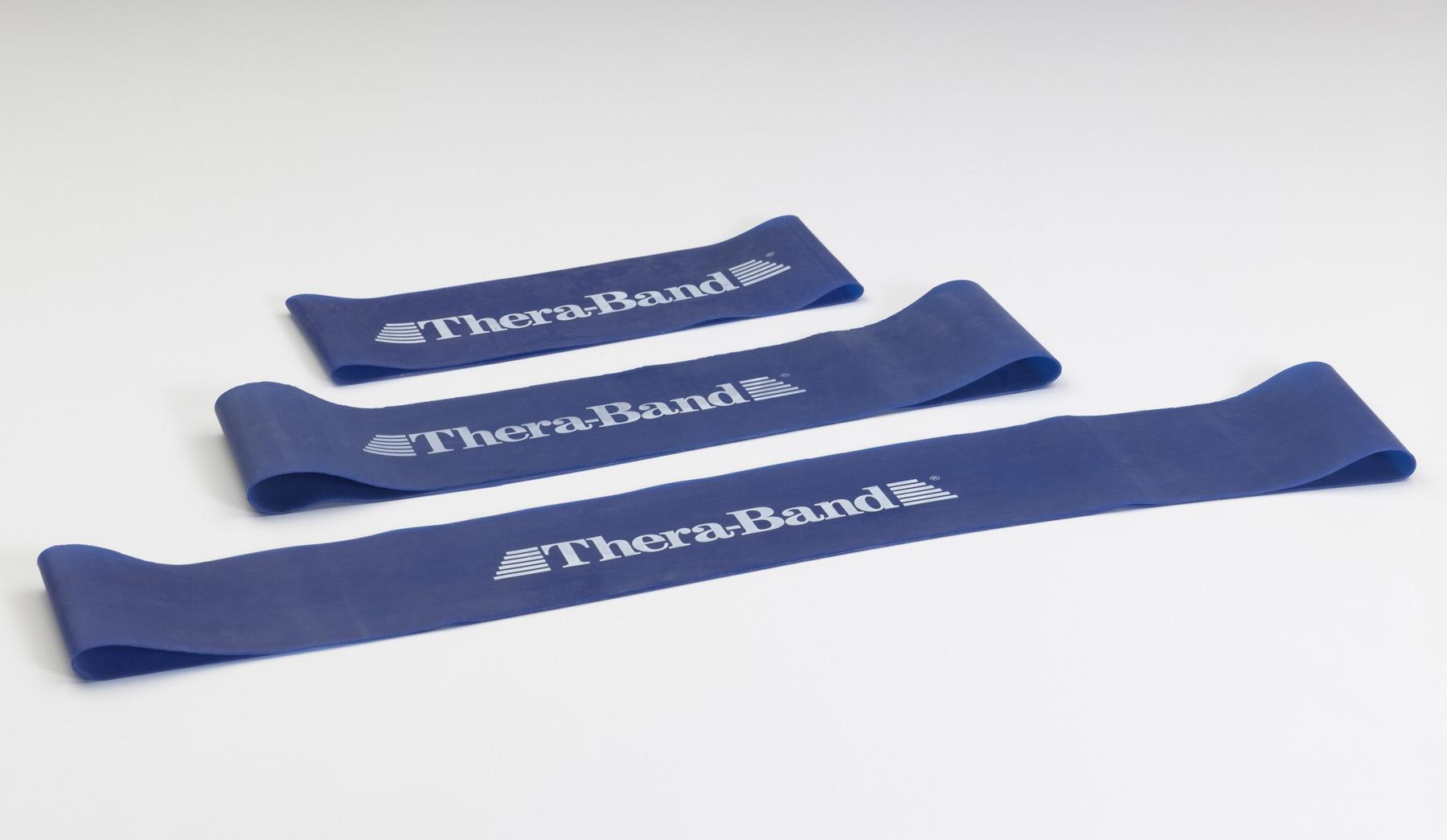 Theraband Loop pretestības gumijas lentes zilas visos garumos.