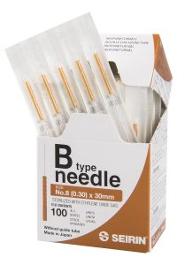 Seirin akupunktūras adatas 0,30×30 mm B-Type / 100 gab., bez ievadcaurules